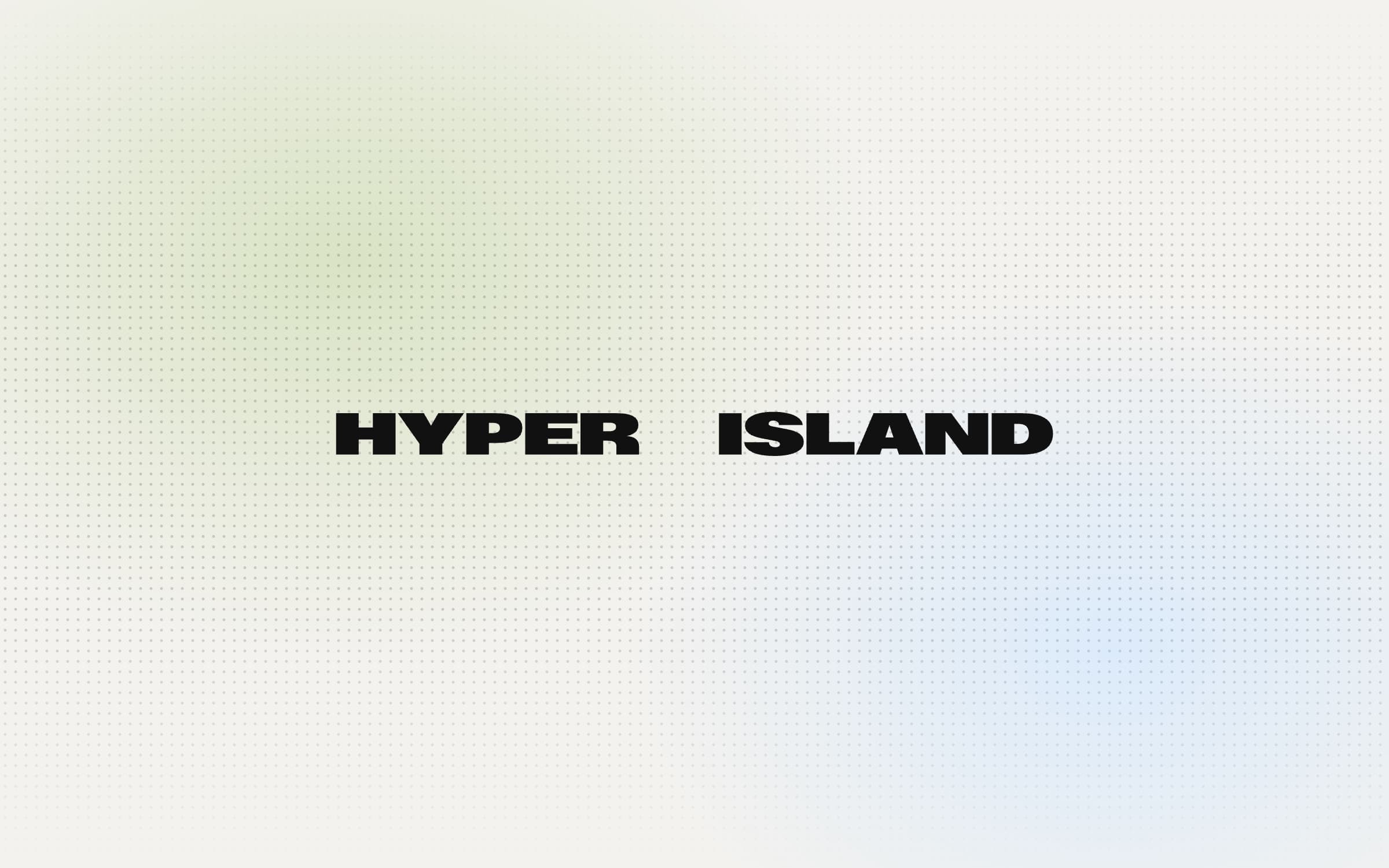 Hyper Island wordmark on a soft dotted gradient field